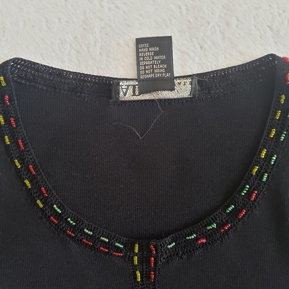 AD Originals Knit Beaded & Embroidered Scoop Neck Short sleeves Womens Top SZ S - Picture 6 of 13